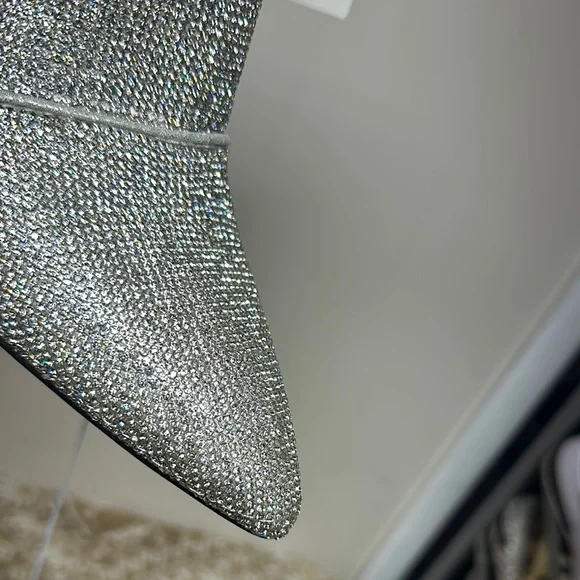 A New Day Silver Heeled Boots with Shimmering Rhinestones - Picture 14 of 16